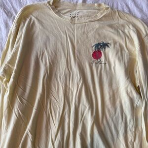 Billabong Cream Long Sleeve Tee with Palm Tree Design
